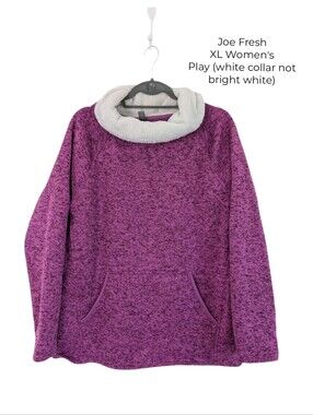 🩵 4/$20 Women's XL Joe Fresh Purple Plush Sherpa-Collar Pullover